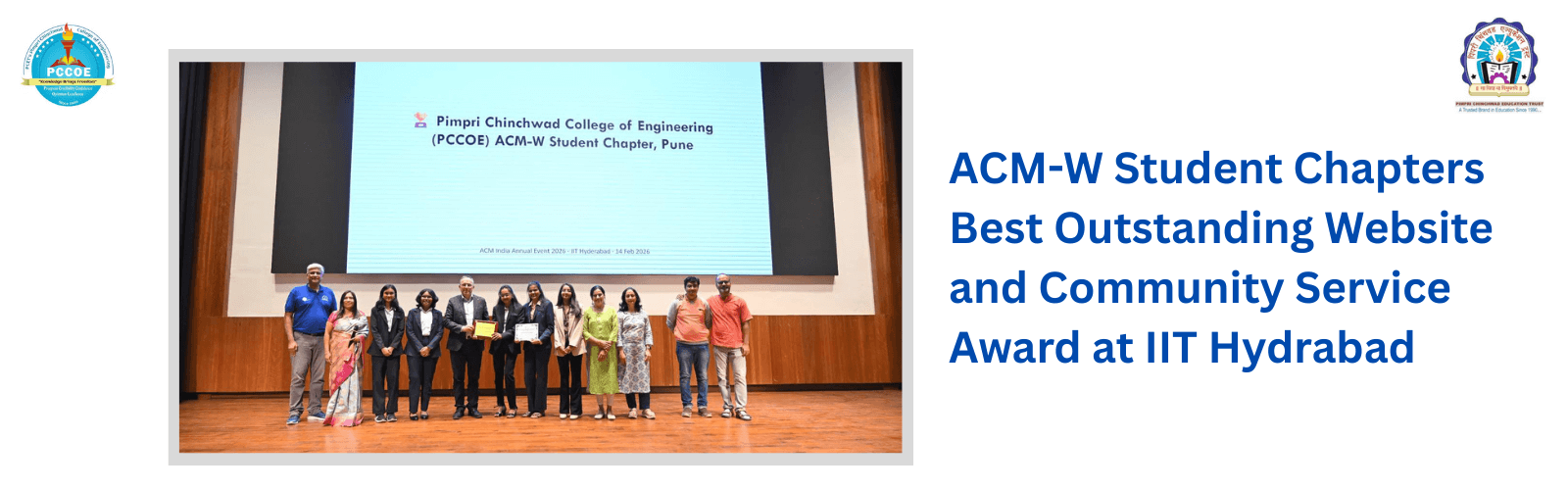 ACM-W Student Chapters Best Outstanding Website and Community Service Award at IIT Hydrabad ACM-W Student Chapters Best Outstanding Website and Community Service Award at IIT Hydrabad